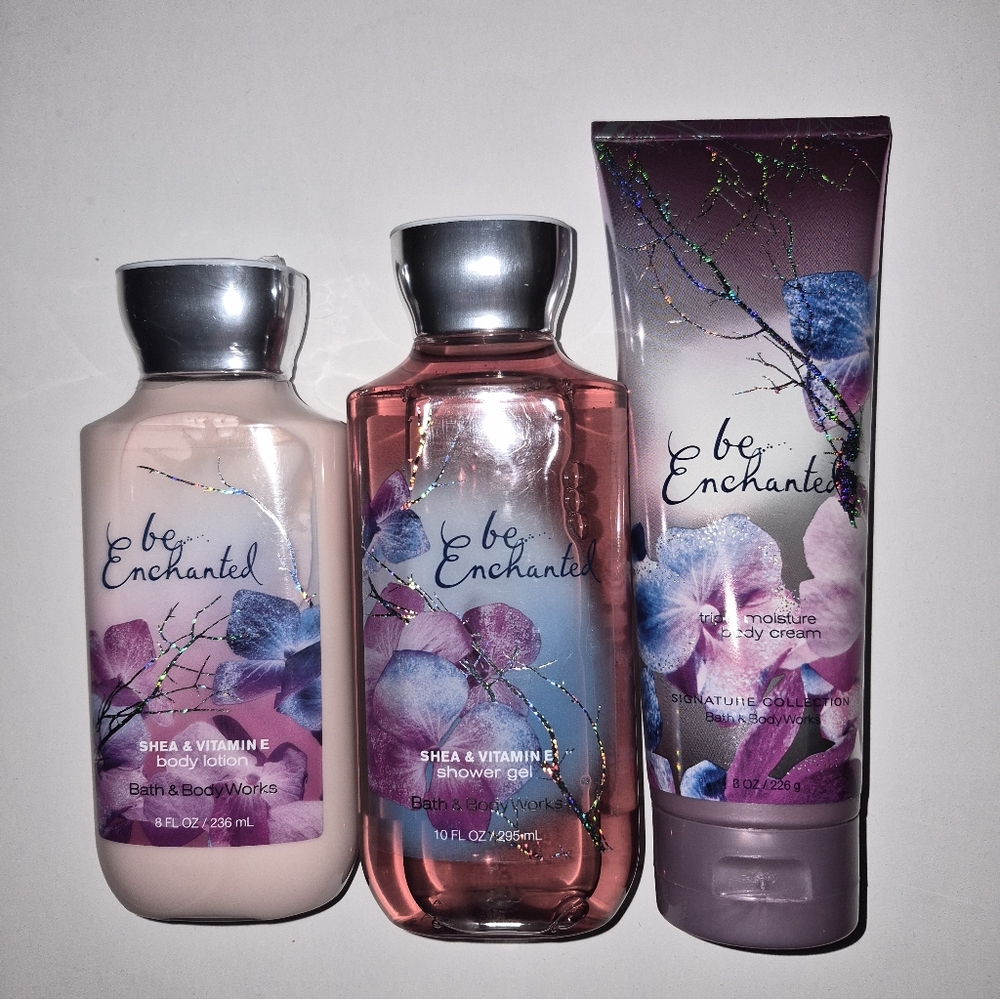 B&BW 3 PC SET BE ENCHANTED SHOWER GEL & BODY CREAM & BIG! SIZES! 8OZ/236ML NEW!